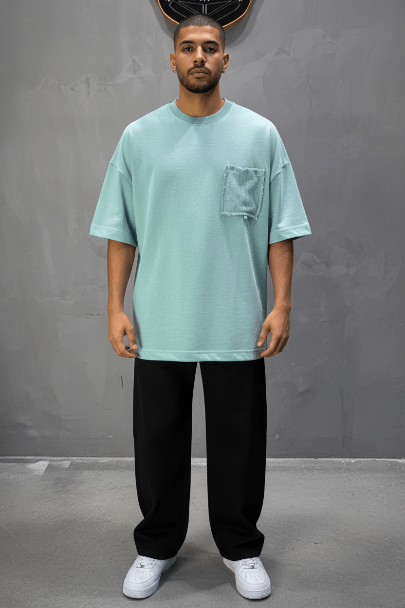 T-Shirt Oversize vert – Poche Denim AJ6368 - ZG PREMIUM