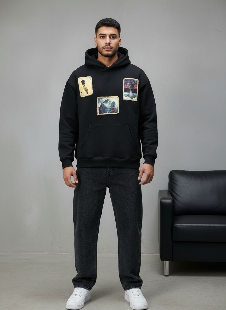 HOODIE SAW OVERSIZE BLACK 4989