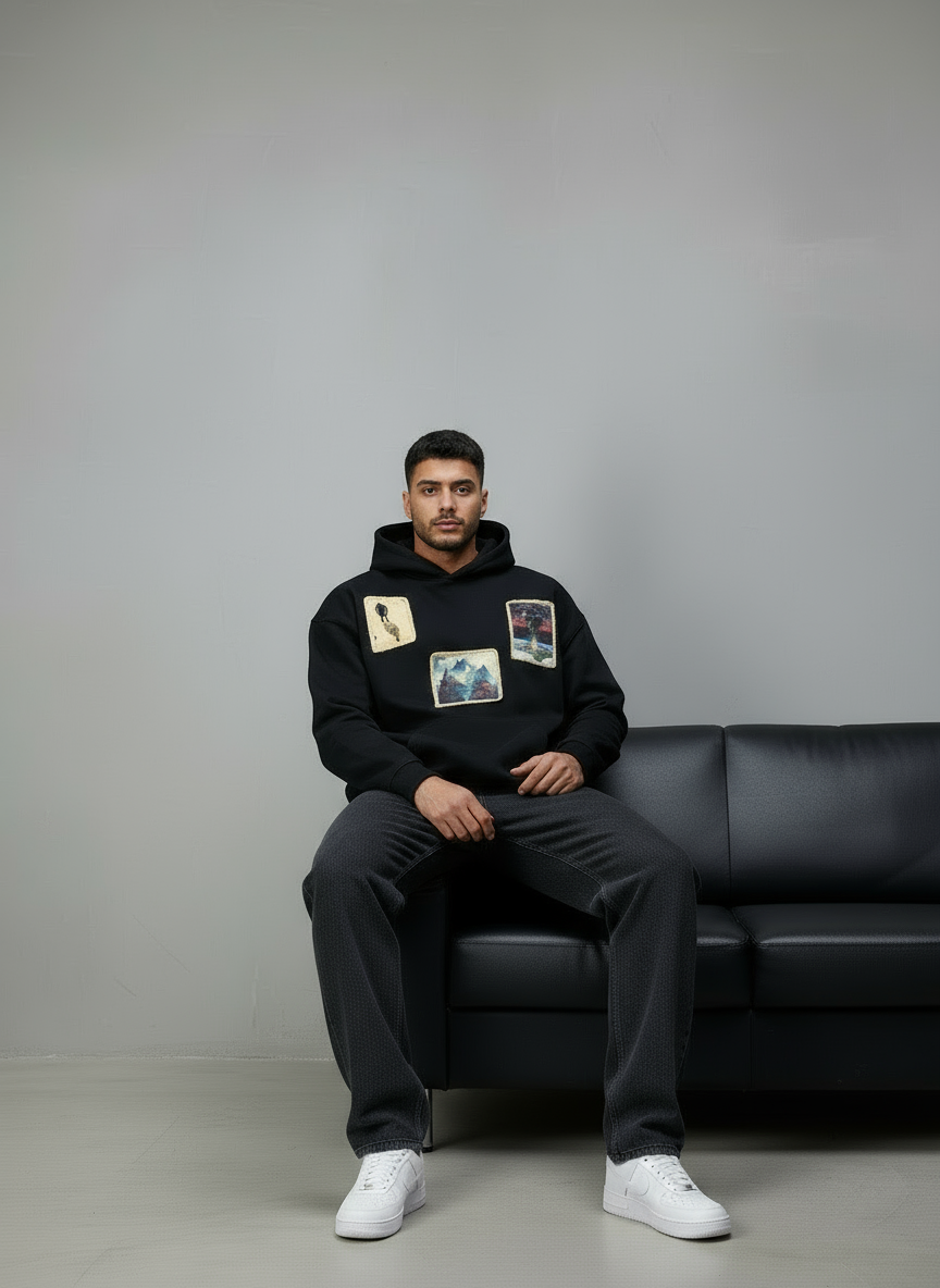 HOODIE SAW OVERSIZE BLACK 4989