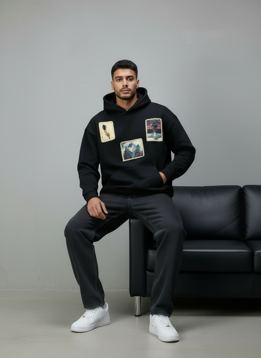 HOODIE SAW OVERSIZE BLACK 4989