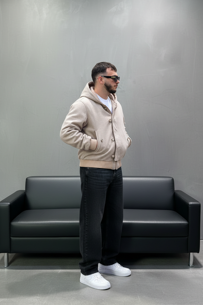 Bomber Beige à Capuche double face