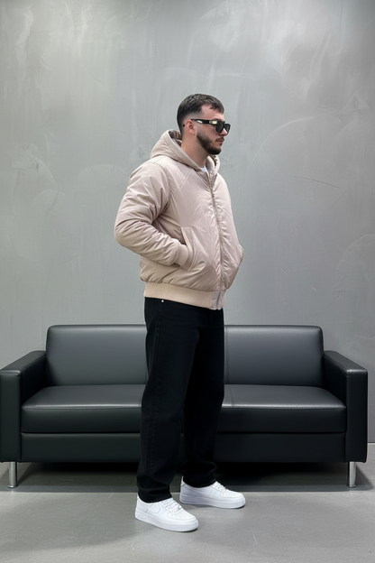 Bomber Beige à Capuche double face