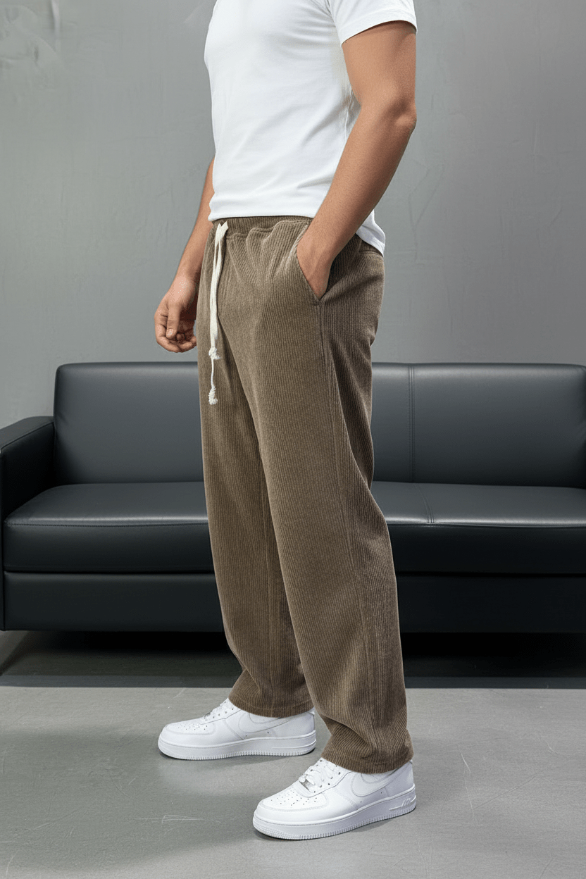 Pantalon Velours Côtelé Beige Baggy 26k126 - ZG PREMIUM