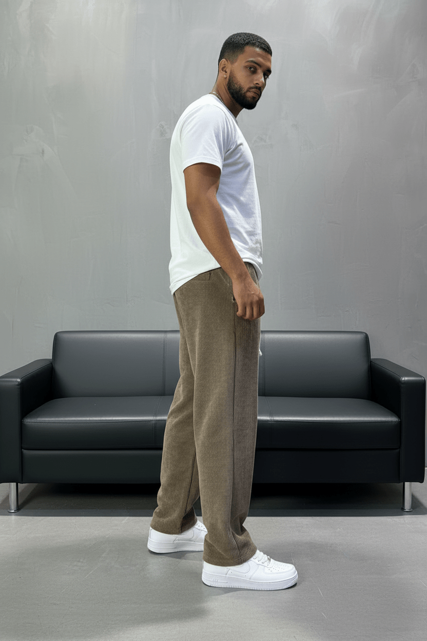 Pantalon Velours Côtelé Beige Baggy 26k126 - ZG PREMIUM