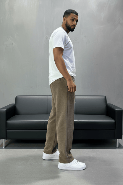 Pantalon Velours Côtelé Beige Baggy 26k126 - ZG PREMIUM