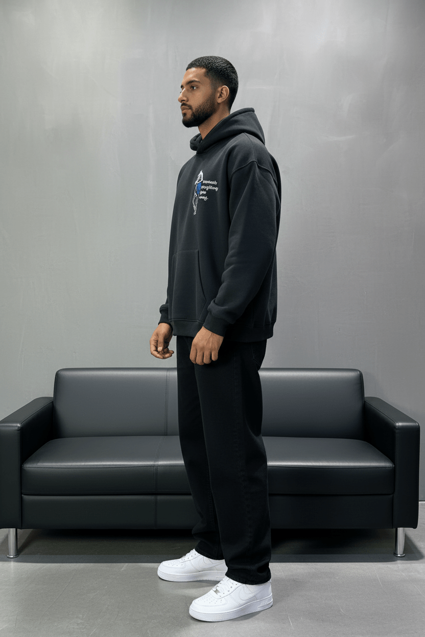 Hoodie Noir Cheval Oversize 4957 - ZG PREMIUM