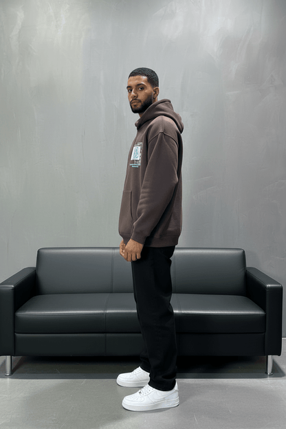 Hoodie Marron Design Artistique Bleu Oversize 5012 - ZG PREMIUM