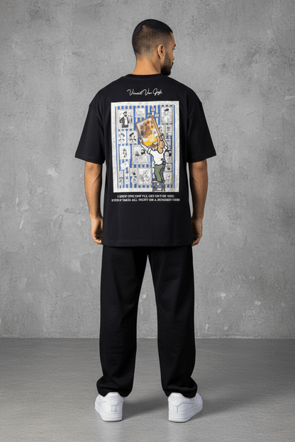 T-Shirt noir Oversize "Van Gogh x Tintin" – Patch Artistique 5083 - ZG PREMIUM