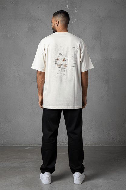 T-Shirt beige Oversize "Van Gogh" – Broderie Artistique Navy 5089 - ZG PREMIUM