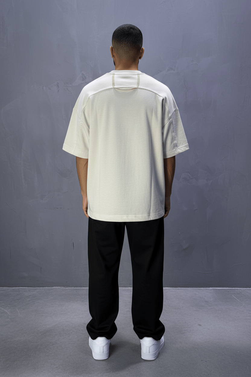 T-Shirt Oversize beige – Poche Denim AJ6368 - ZG PREMIUM