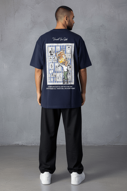 T-Shirt blue Oversize "Van Gogh x Tintin" – Patch Artistique 5083 - ZG PREMIUM