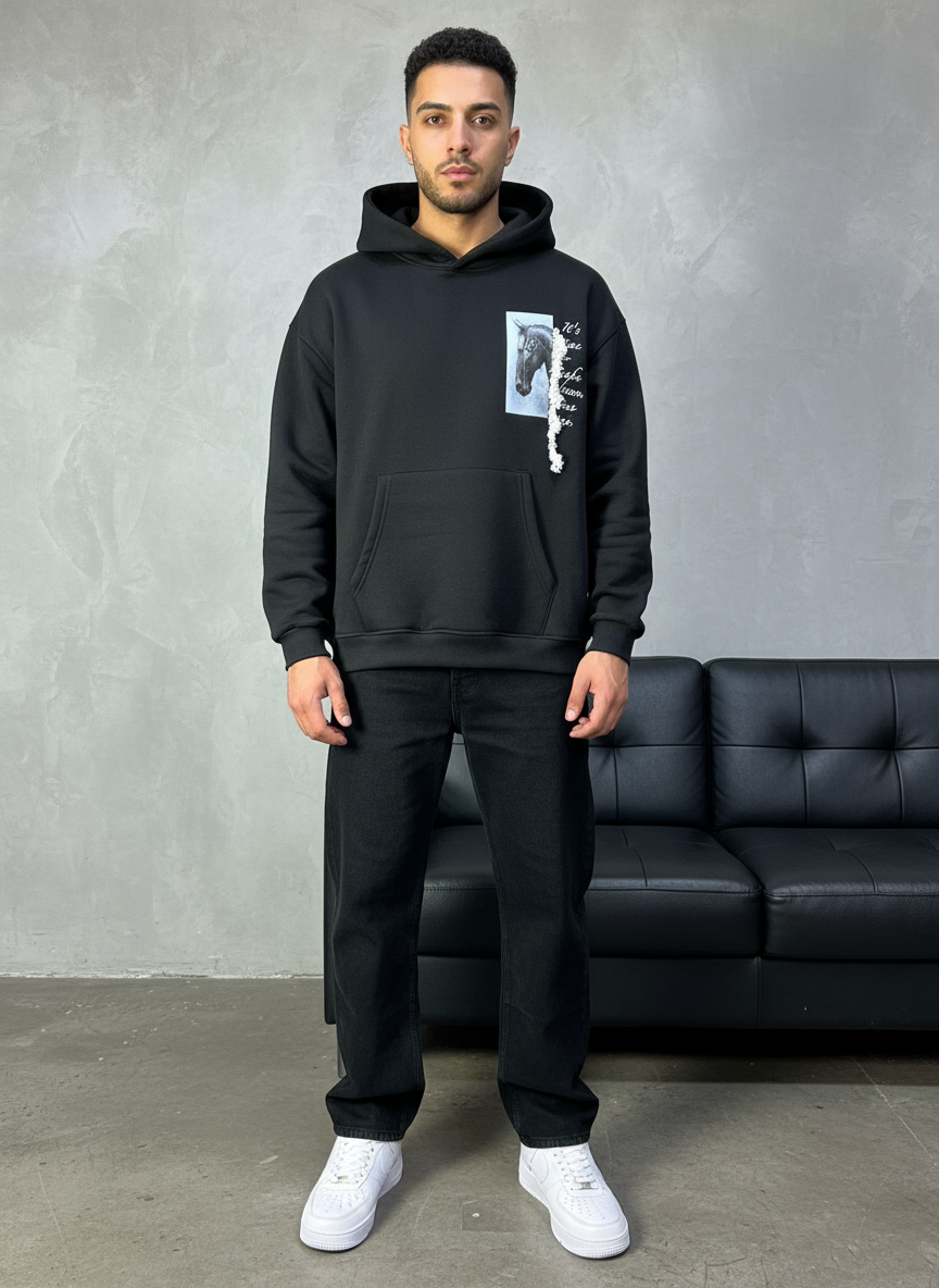 HOODIE SAW OVERSIZE BLACK 4962