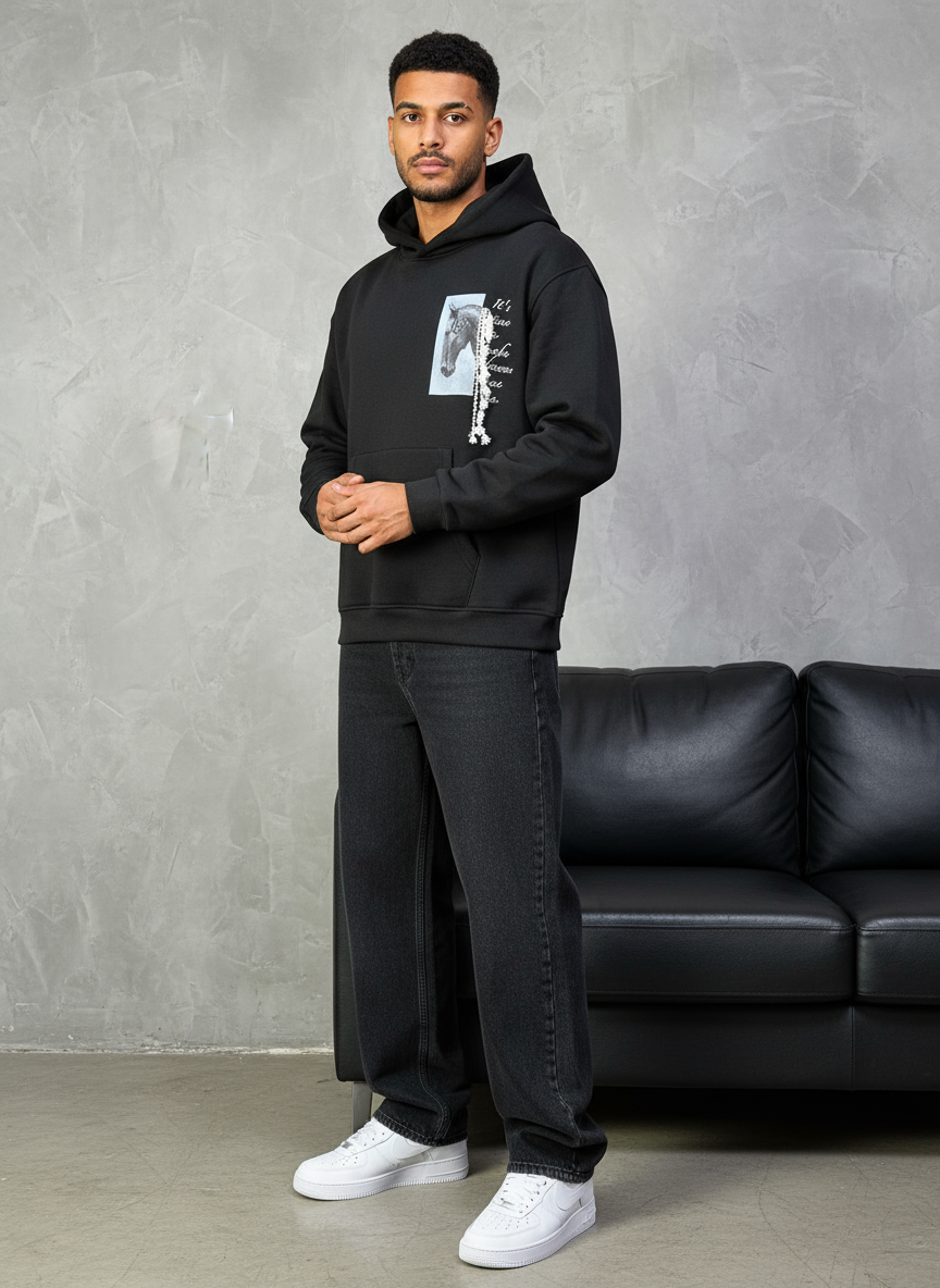 HOODIE SAW OVERSIZE BLACK 4962