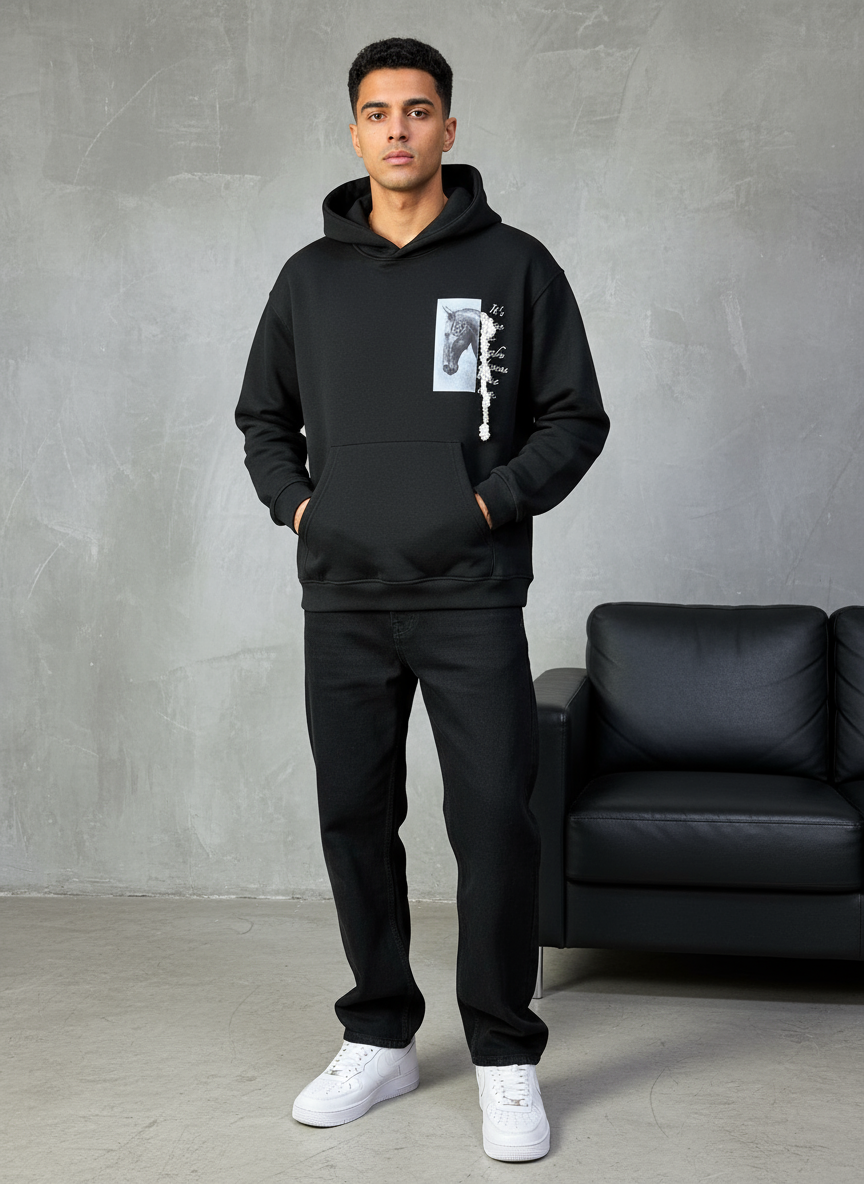 HOODIE SAW OVERSIZE BLACK 4962