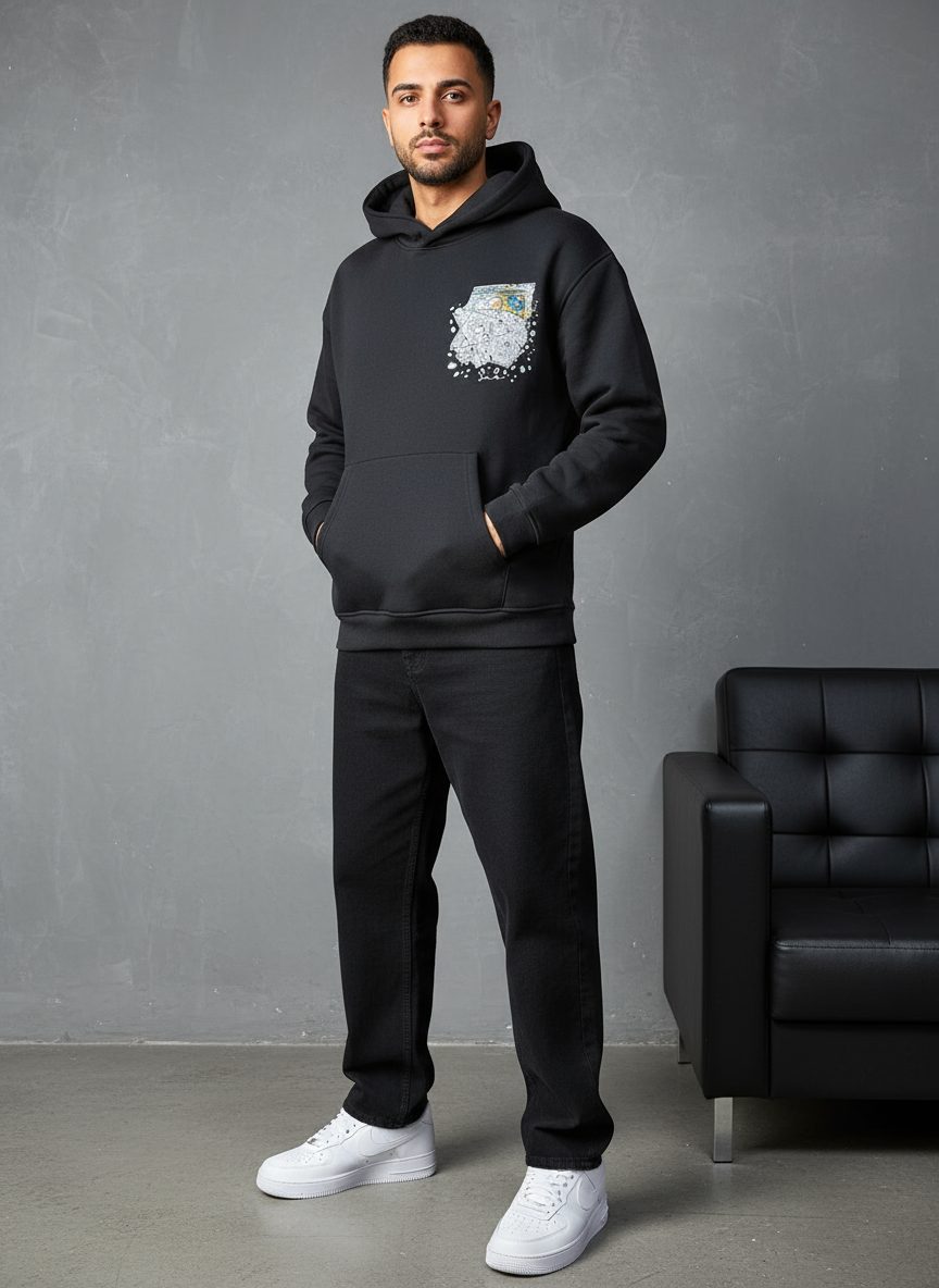 HOODIE SAW OVERSIZE BLACK 4997