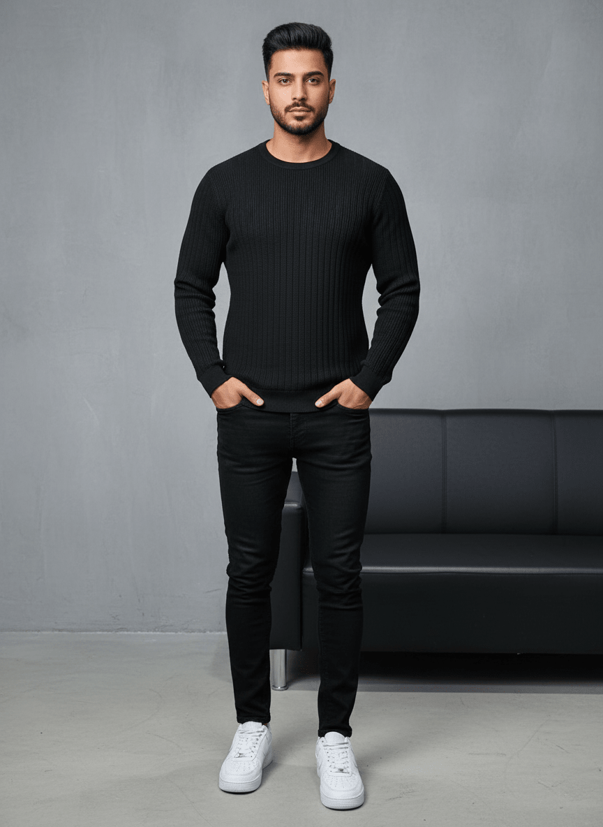 SWEAT TRICOTE NOIRE 4030 - ZG PREMIUM