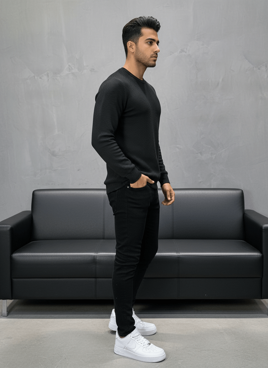 SWEAT TRICOTE NOIRE 4030 - ZG PREMIUM