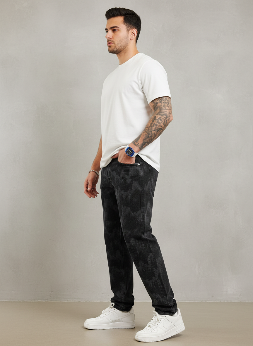 JEANS CAMOUFLAGE DIGITAL NOIR B9623