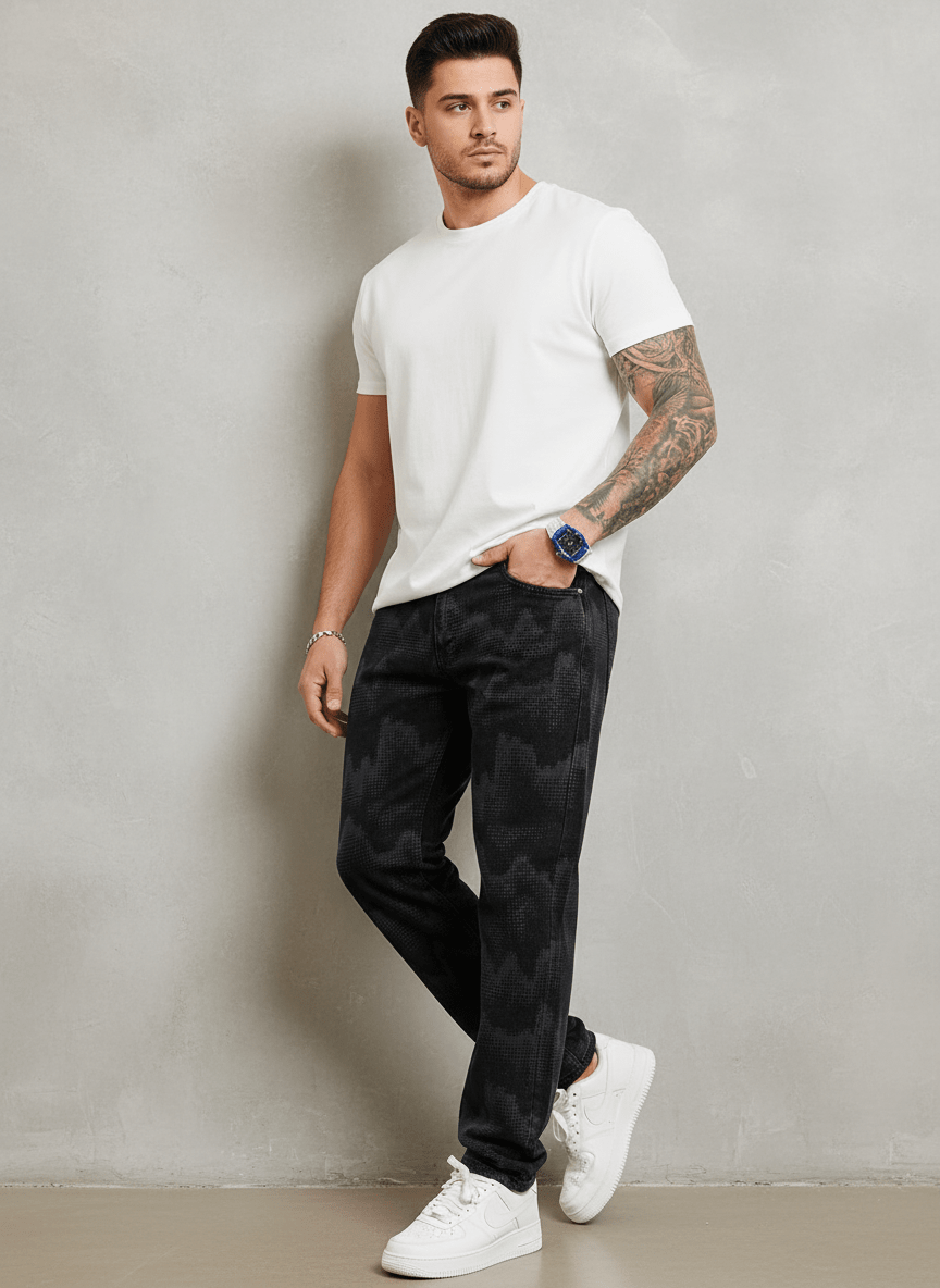 JEANS CAMOUFLAGE DIGITAL NOIR B9623 - ZG PREMIUM