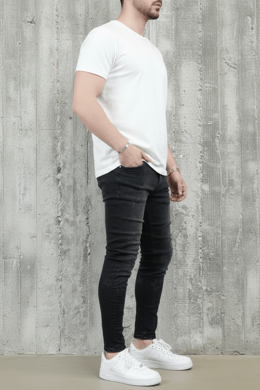 JEANS SKINNY NOIR STREETWEAR B9478 - ZG PREMIUM