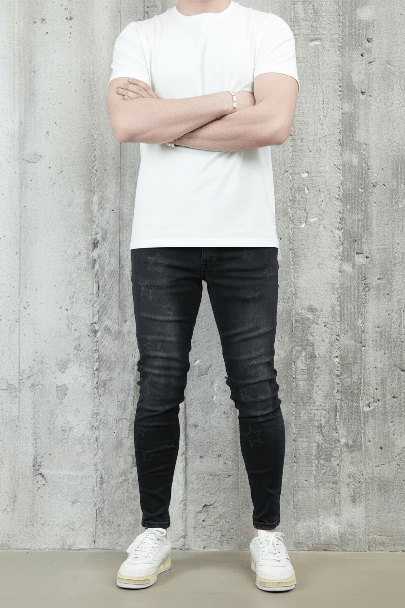 JEANS SKINNY NOIR STREETWEAR B9478 - ZG PREMIUM