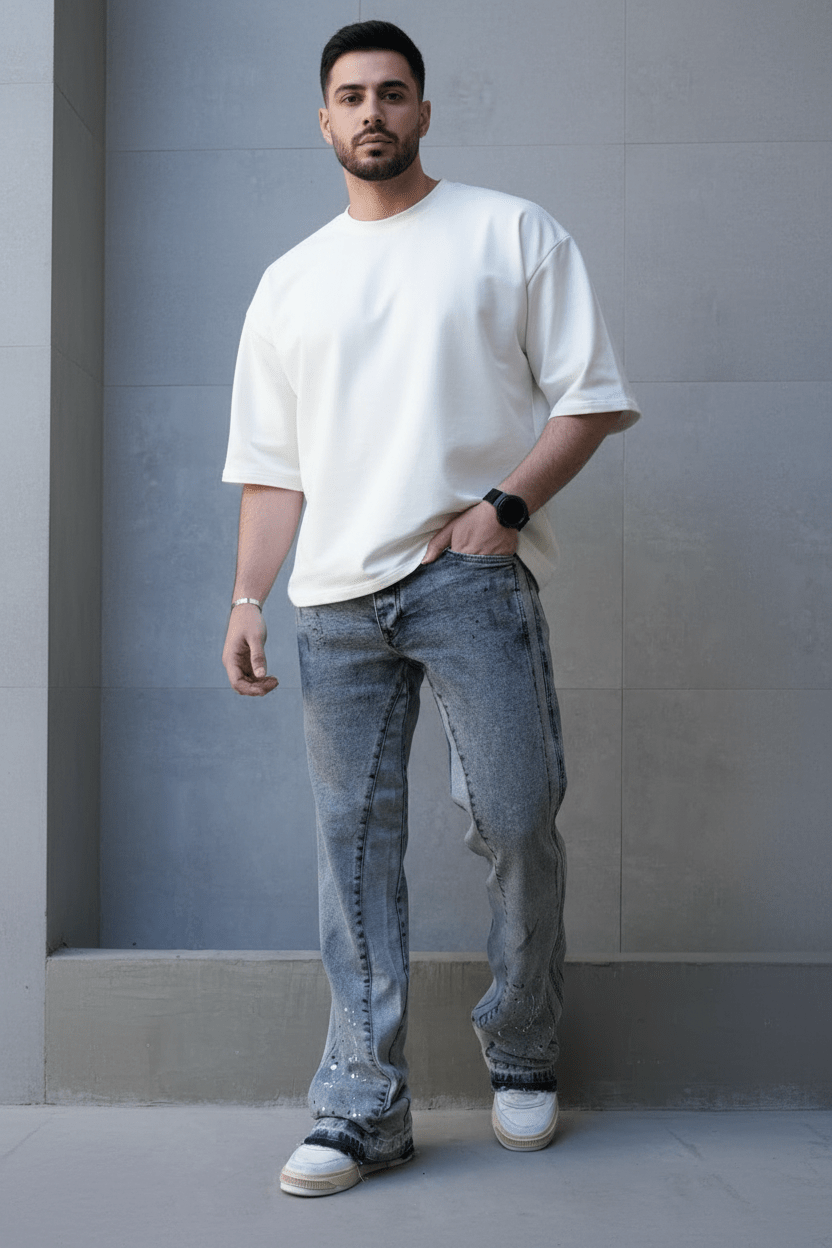 JEANS GRIS TACHES BLAANCHES C1289 - ZG PREMIUM