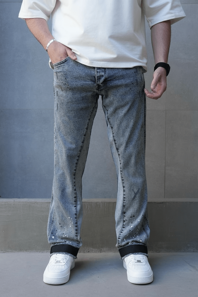 JEANS GRIS TACHES BLAANCHES C1289 - ZG PREMIUM