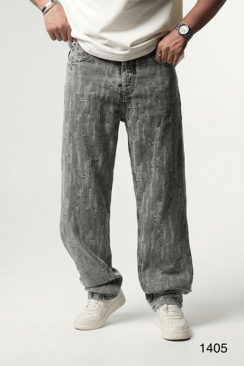 JEANS BAGGY GRIS DECHIRE C1405 - ZG PREMIUM