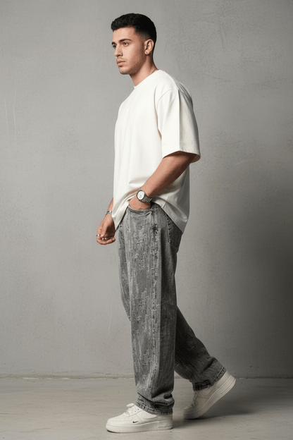 JEANS BAGGY GRIS DECHIRE C1405 - ZG PREMIUM