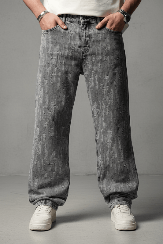 JEANS BAGGY GRIS DECHIRE C1405 - ZG PREMIUM