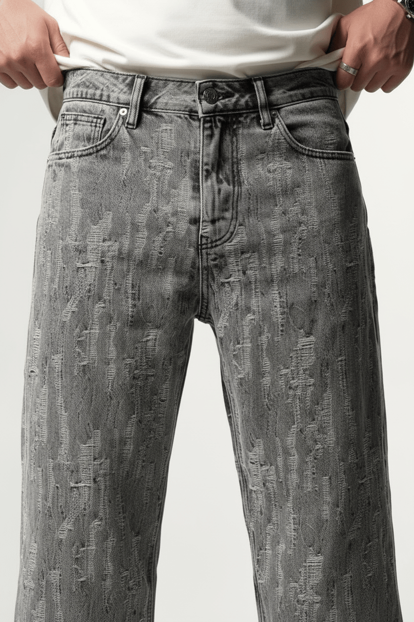 JEANS BAGGY GRIS DECHIRE C1405 - ZG PREMIUM