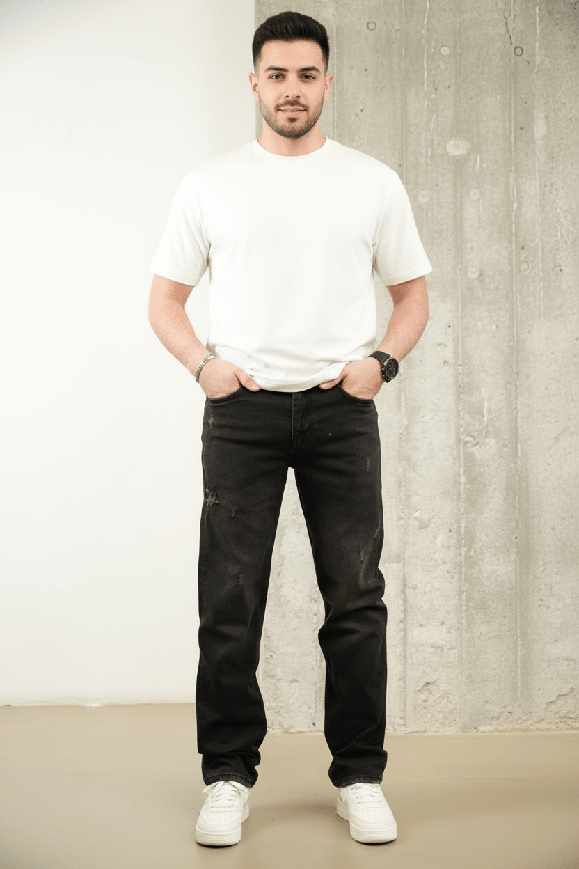 JEANS DROIT NOIR B9971 - ZG PREMIUM