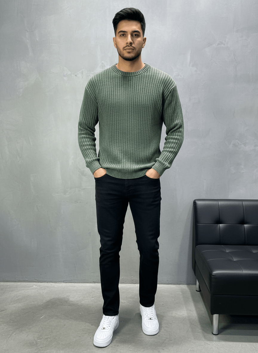 PULL TRICOT VERT 2609 - ZG PREMIUM