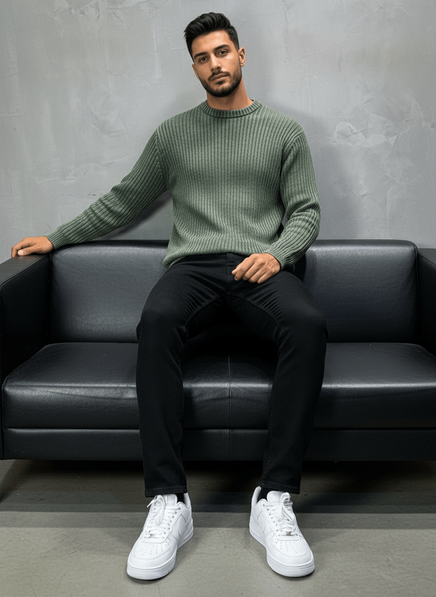 PULL TRICOT VERT 2609 - ZG PREMIUM