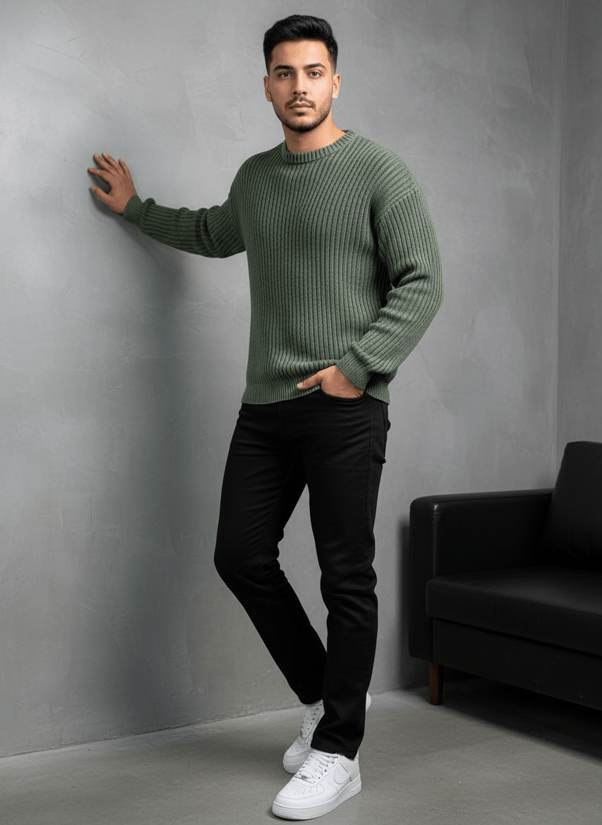 PULL TRICOT VERT 2609 - ZG PREMIUM