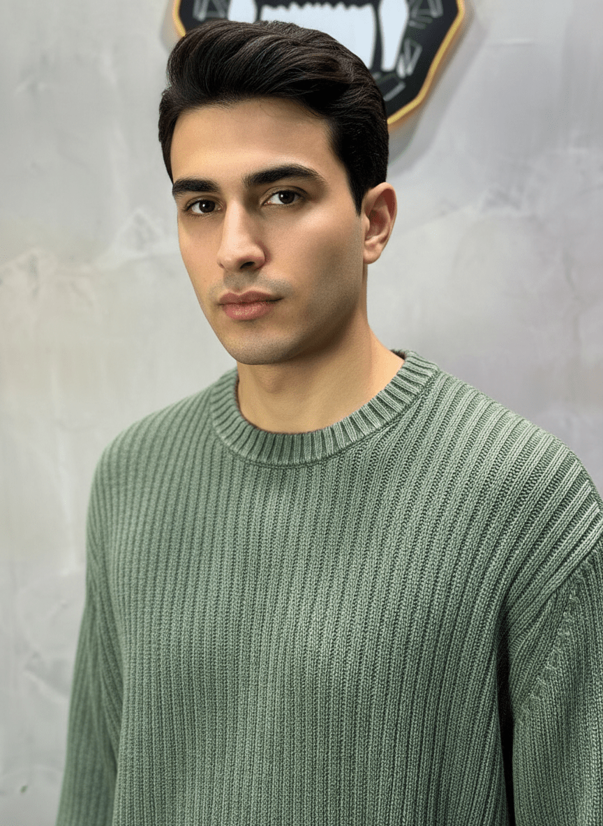 PULL TRICOT VERT 2609 - ZG PREMIUM