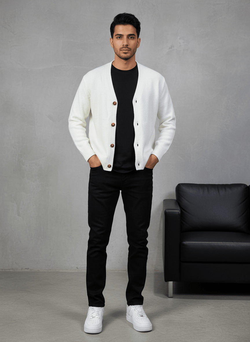 CARDIAN BLANC EN TRICOT 2606 - ZG PREMIUM