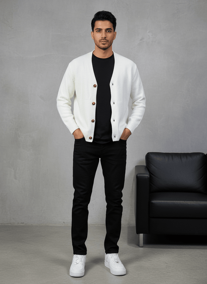 CARDIAN BLANC EN TRICOT 2606 - ZG PREMIUM