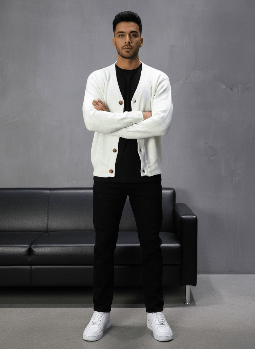 CARDIAN BLANC EN TRICOT 2606 - ZG PREMIUM