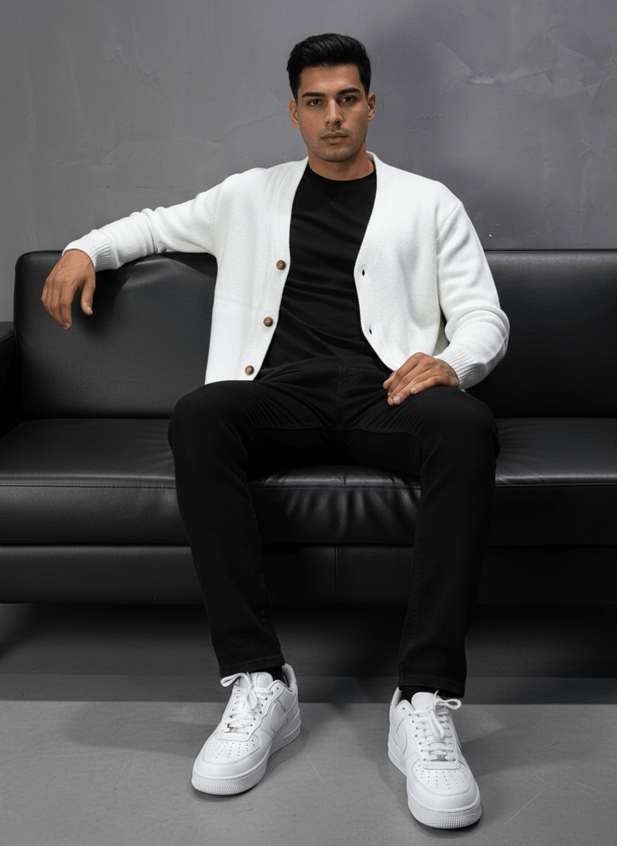 CARDIAN BLANC EN TRICOT 2606 - ZG PREMIUM