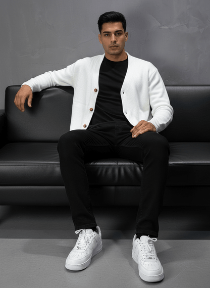CARDIAN BLANC EN TRICOT 2606 - ZG PREMIUM