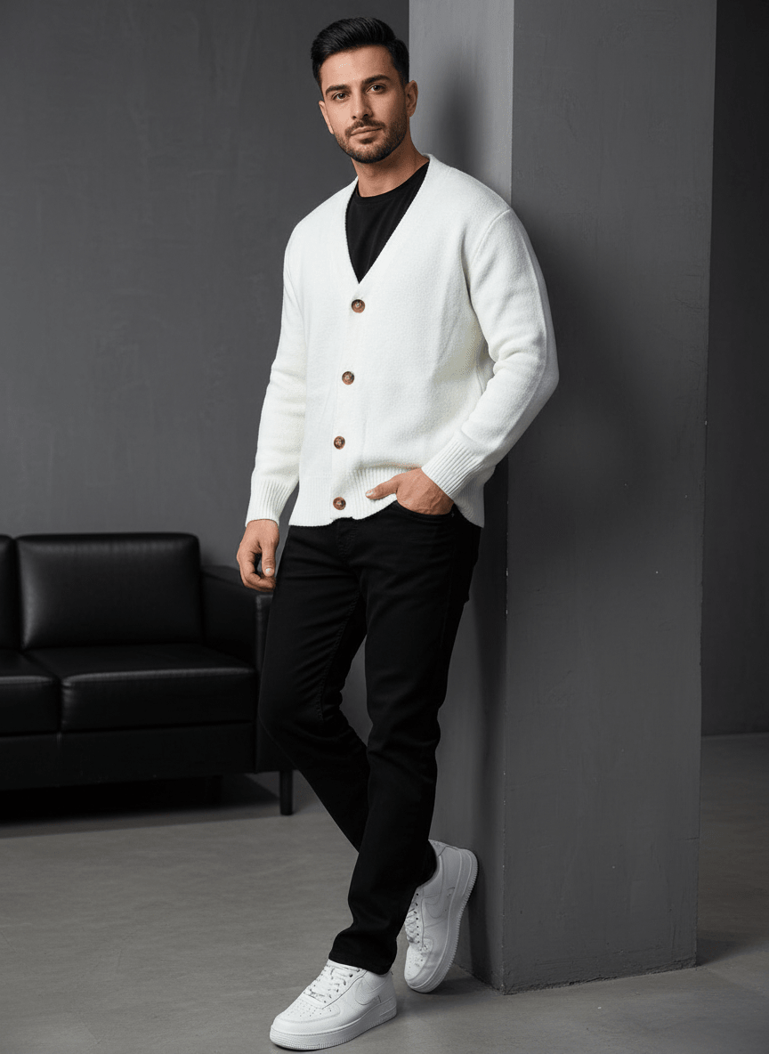 CARDIAN BLANC EN TRICOT 2606 - ZG PREMIUM
