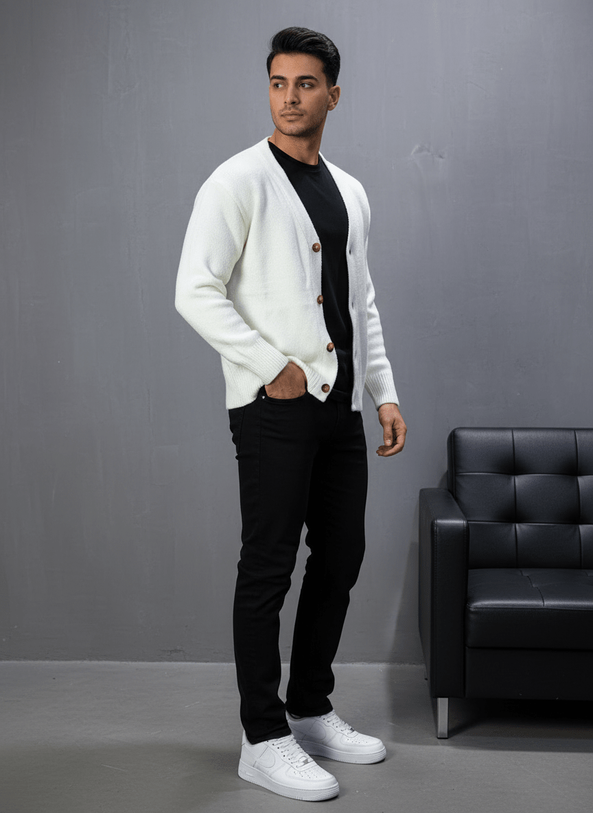 CARDIAN BLANC EN TRICOT 2606 - ZG PREMIUM