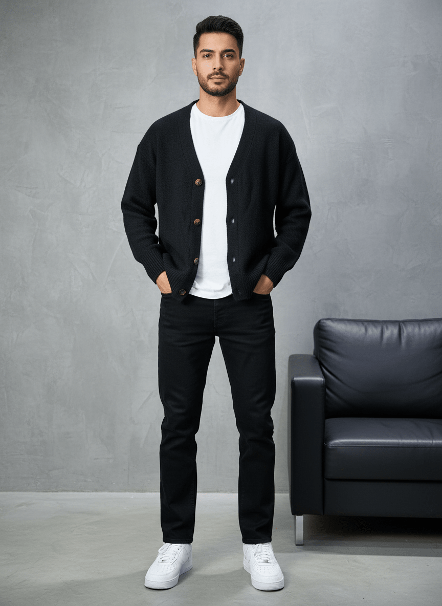 CARDIAN NOIR EN TRICOT 2606 - ZG PREMIUM
