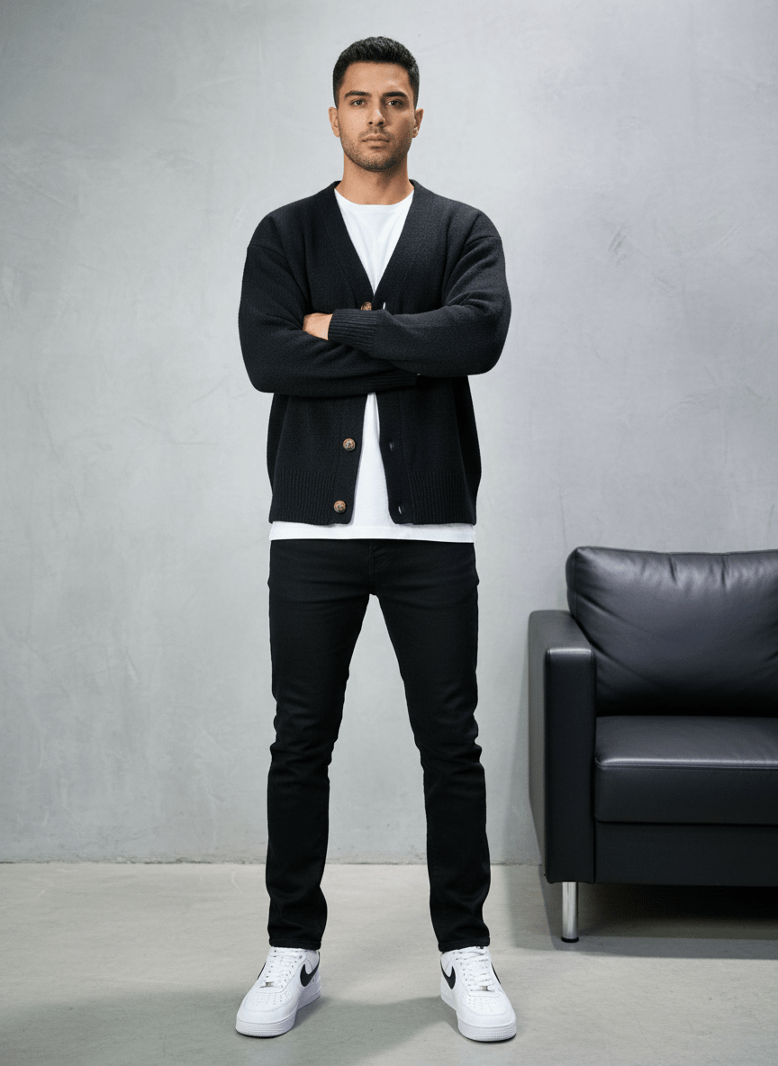 CARDIAN NOIR EN TRICOT 2606 - ZG PREMIUM