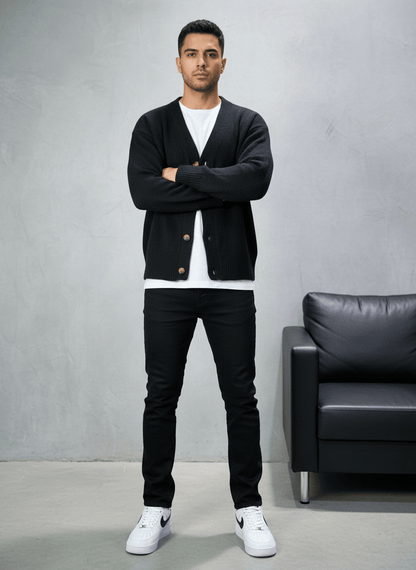 CARDIAN NOIR EN TRICOT 2606 - ZG PREMIUM