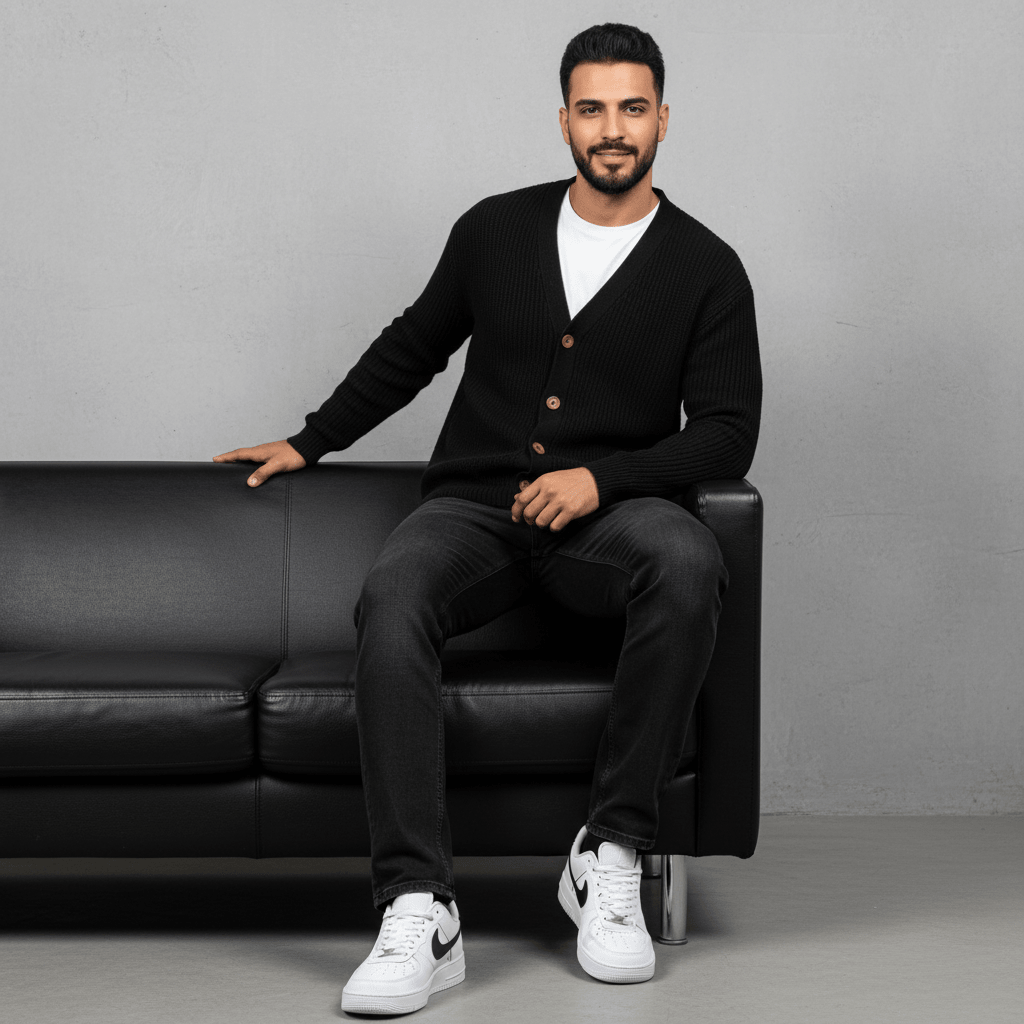 CARDIAN NOIR EN TRICOT 2606 - ZG PREMIUM