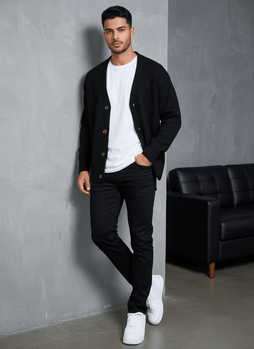CARDIAN NOIR EN TRICOT 2606 - ZG PREMIUM