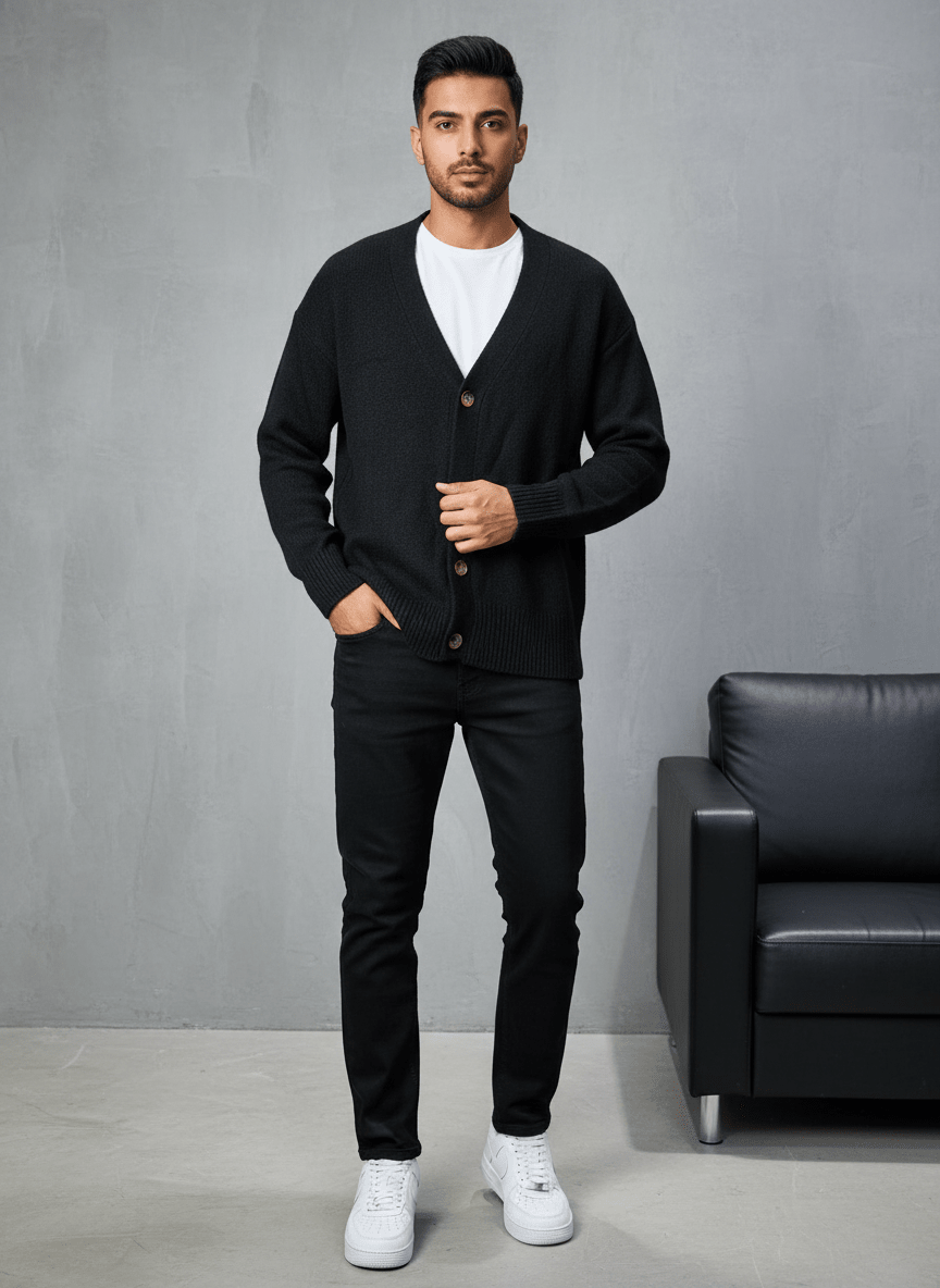 CARDIAN NOIR EN TRICOT 2606 - ZG PREMIUM