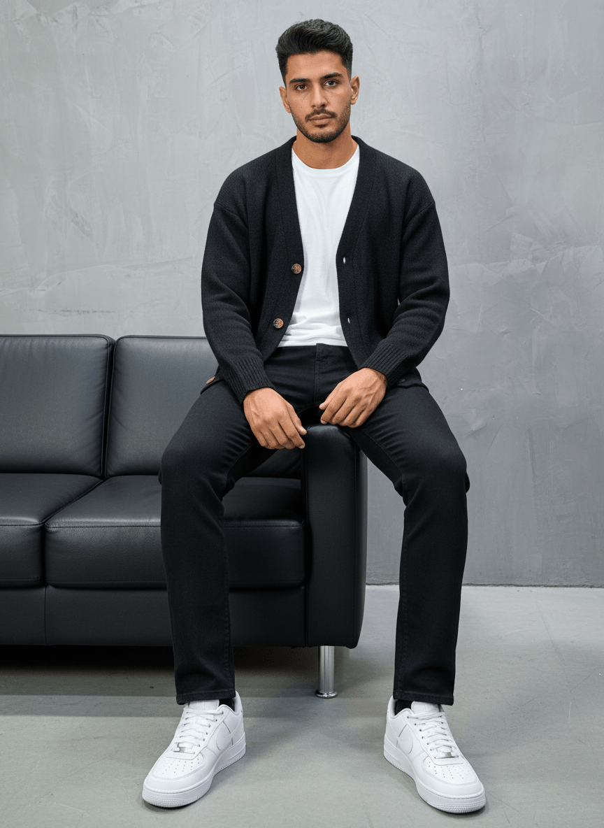 CARDIAN NOIR EN TRICOT 2606 - ZG PREMIUM